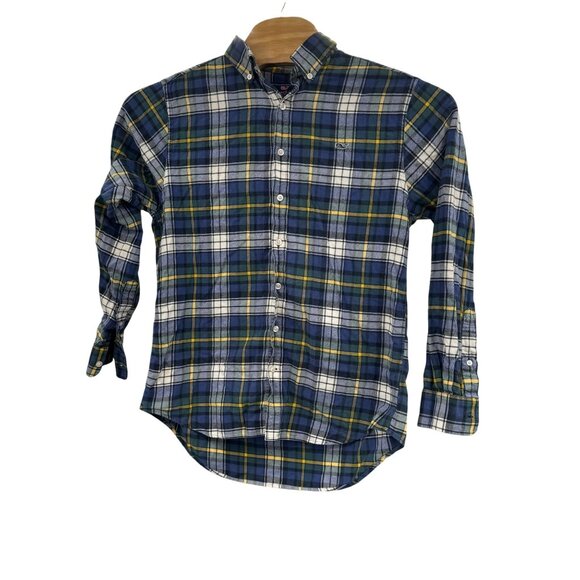 Vineyard Vines‎ Slim Fit Whale Shirt Flannel Size Medium Blue Plaid Long Sleeve - Picture 4 of 6